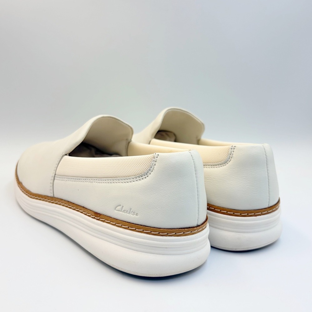 Clarks Kerris Stride White Leather Slip On Sneakers Womens Sz 9 Comfort Loafers - Picture 4 of 13